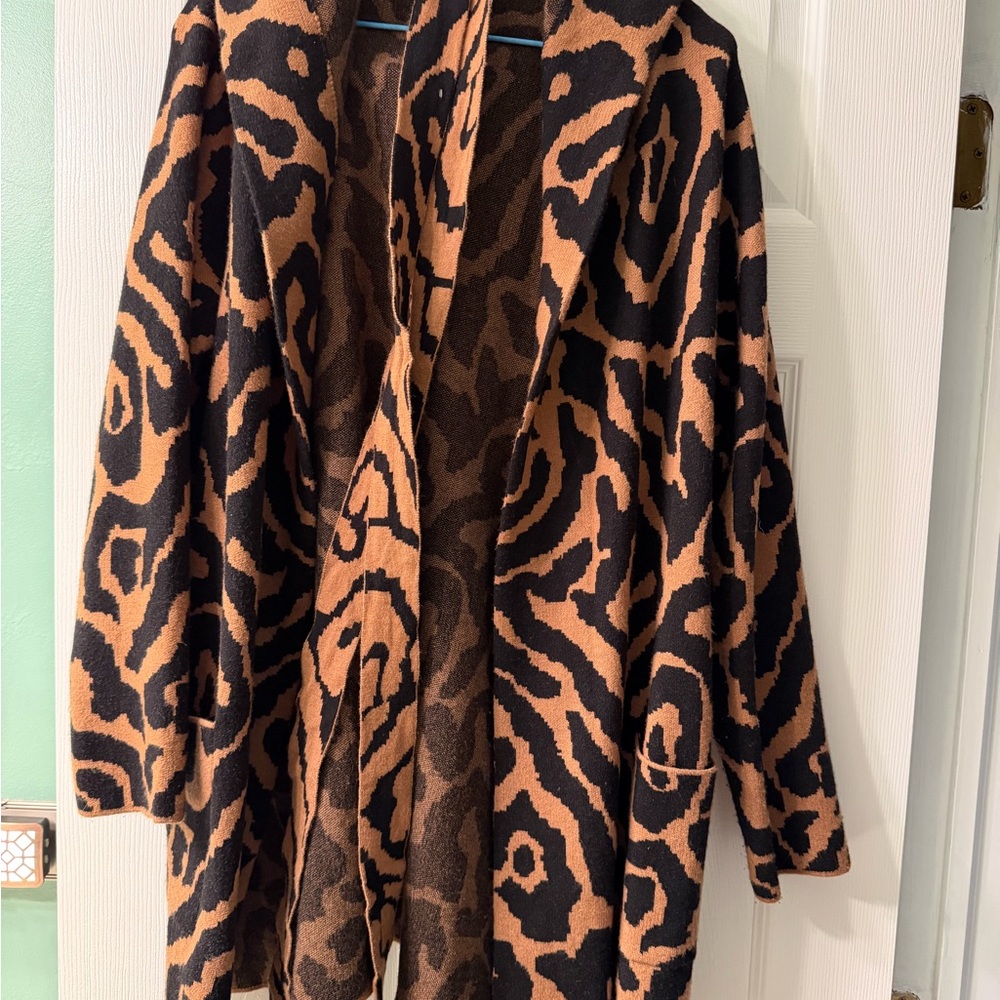 Halston Heritage Brown Patterned Cardigan